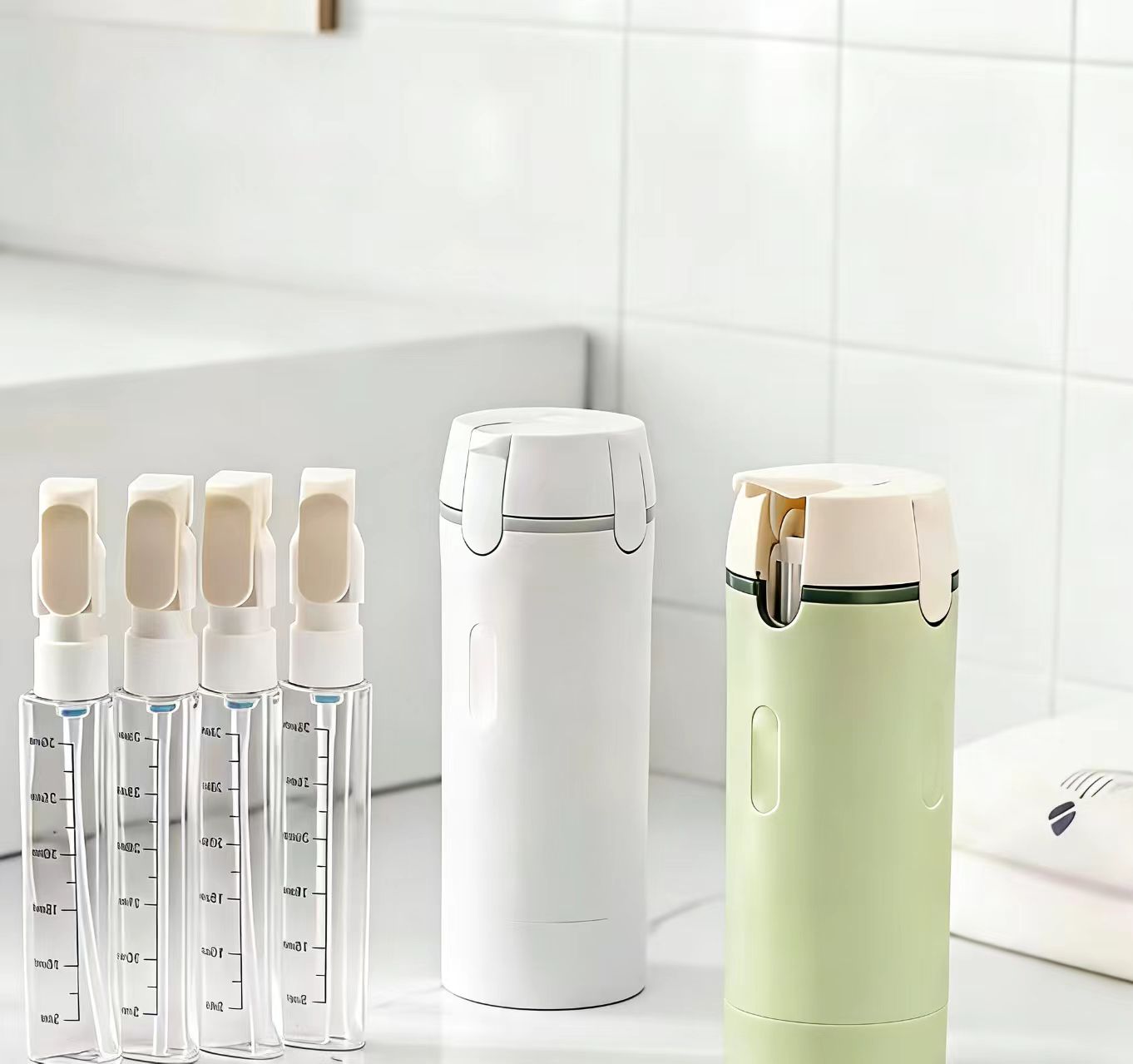 OnePour 4-in-1 Shower Dispenser — Leak-Proof Travel Bottle Set (4 × 30 ml)